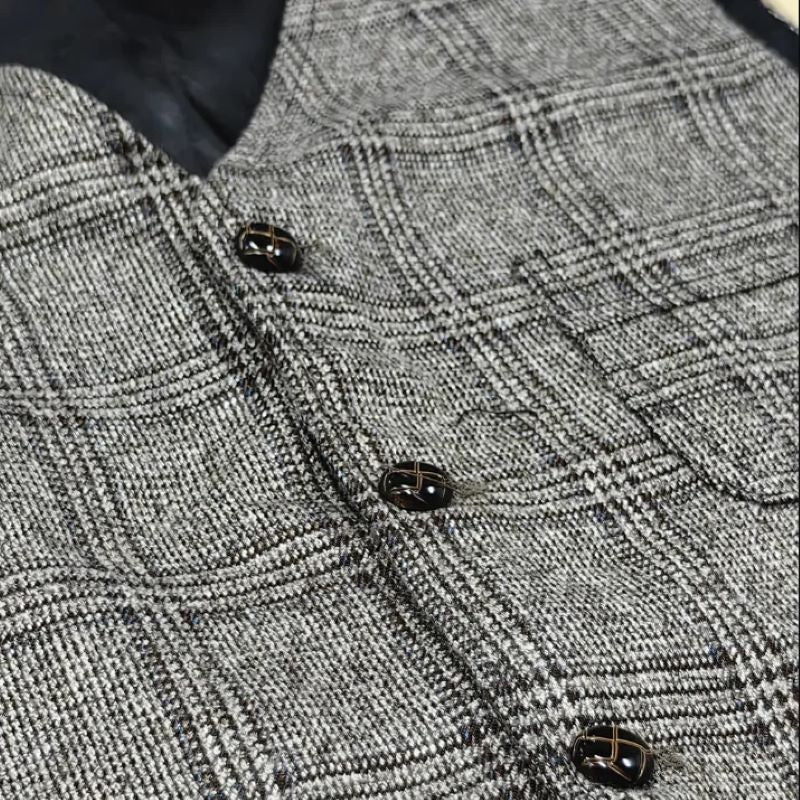 Gilet De Costume En Tweed Pour Homme Alizeal - Motif Carreaux Chic