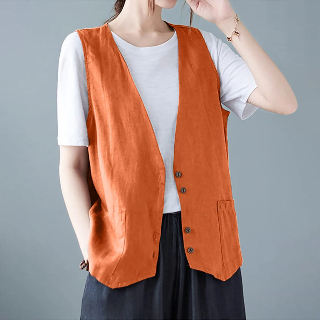 Gilet sans manches épais en crochet - Beige - Femme - 8.00