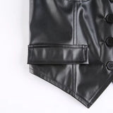 Gilet Court en Cuir PU