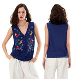 Gilet de Noël sans manches femme noir et bleu marine
