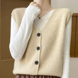 Gilet Sans Manches Laine Beige