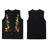 Gilet de Noël sans manches femme noir et bleu marine