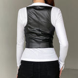 Gilet Court en Cuir PU