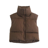 Gilet Marron Matelassé Coupe Courte