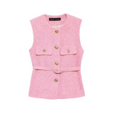 Gilet Boutonné Rose