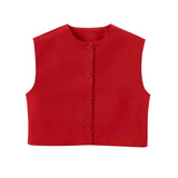 Gilet Femme Sans Manches Costume Rouge