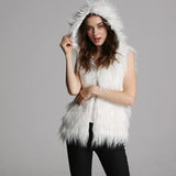 Gilet Sans Manches en Fausse Fourrure Blanche