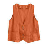 Gilet Sans Manches Orange Femme