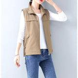 Veste Sans Manches Beige Femme