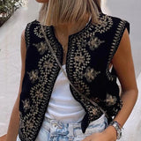 gilet brodé noir femme