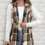 gilet carreaux marron pour femme