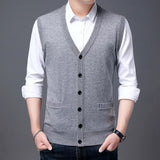 Gilet col V homme en maille gris