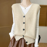 gilet femme boutons beige