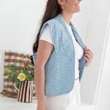 gilet femme carreau bleu