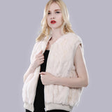 gilet fourrure lapin beige