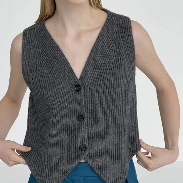 Gilet gris femme court