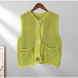 gilet maille vert femme