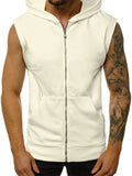 gilet sans manche blanc homme capuche