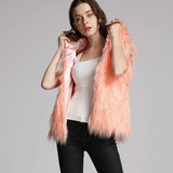 gilet sans manche fausse fourrure rose