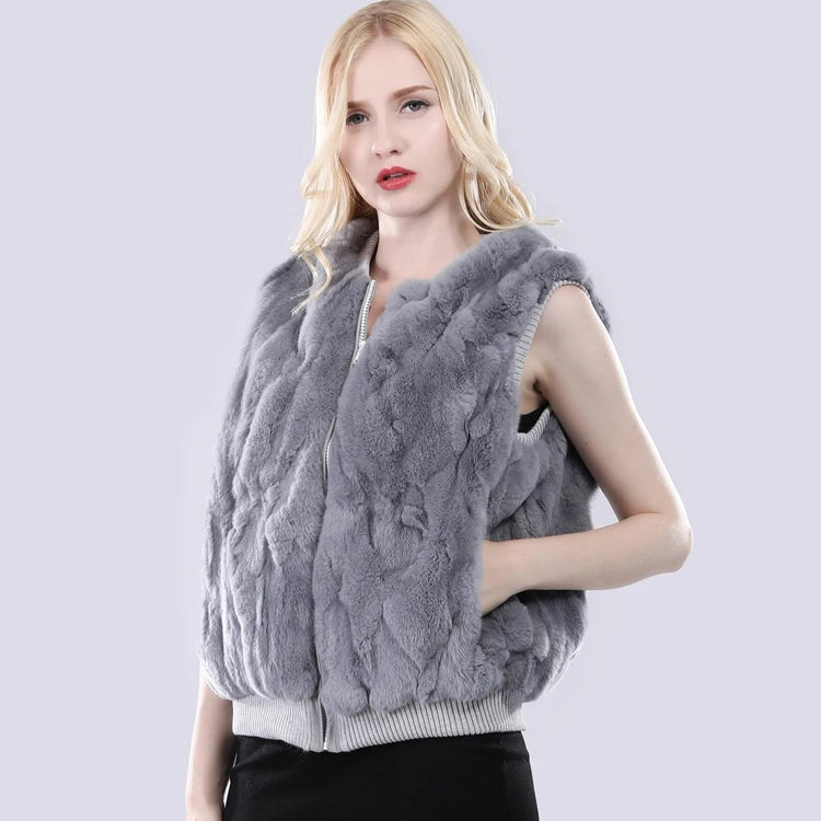 Gilet femme Oakwood Beauty en fourrure de lapin couleur Noir - Pallas cuir Gilet femme Oakwood Beauty en fourrure de lapin couleur Noir - Pallas cuir