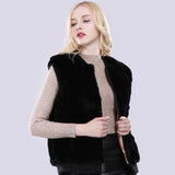 gilet sans manche fourrure lapin noir