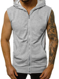 gilet sans manche gris homme capuche