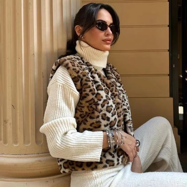 Gilet Sans Manches Léopard Pour Femme - Léger, Boutonnière, Parfait Automne Et Mi-saison
