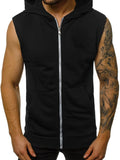 gilet sans manche noir homme capuche