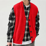 gilet sans manches rouge tricoté homme