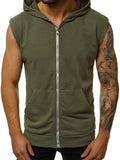 gilet sans manche vert homme capuche