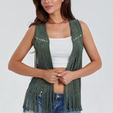 gilet vert frange